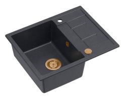 Quadri Dalton antrasiitinharmaa graniittinen päälle asennettava tiskiallas valutusalueella 62x50cm kuparisella tulppalla 1208967572