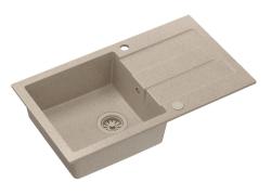 Quadri Sutton beige hiekanvärinen graniittinen päällinen pesuallas 78x45cm valutustasolla, käännettävä, beige tulppa 1208967579