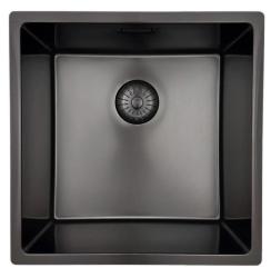 Pure.Sink Prestige -allas 40x40 cm PVD Gun Metal 10 mm säde alapuolinen, tasoon asennettava ja päällä asennettava PPG4040-61.