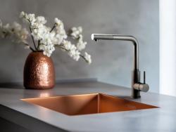 Pure.Sink Prestige pesuallas 40x40 cm PVD Kupari 10mm säde upotettava, tasoon upotettava ja päälle asennettava PPG4040-62