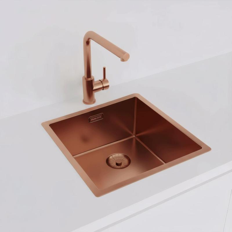 Pure.Sink Prestige sink 40x40 cm PVD Copper 10mm radius undermount, flush mount, and surface mount PPG4040-62