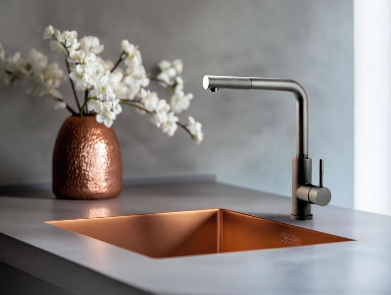 Pure.Sink Prestige sink 40x40 cm PVD Copper 10mm radius undermount, flush mount, and surface mount PPG4040-62