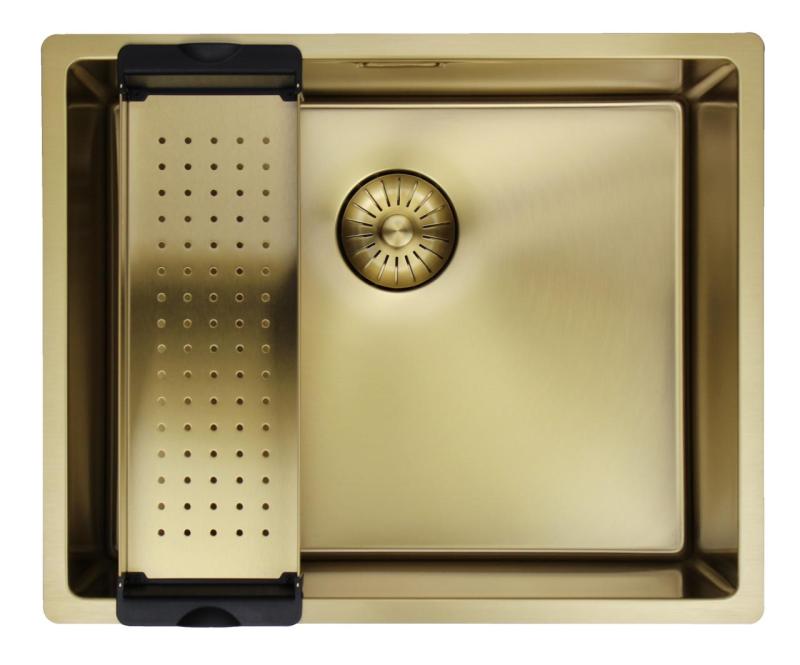 Pure.Sink Prestige sink 50x40 cm PVD Gold 10mm radius undermount, flush mount, and top mount PPG5040-60.