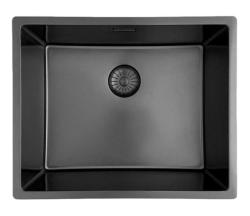 Pure.Sink Prestige -allas 50x40 cm PVD Gun Metal 10 mm säde, alapuolinen, tasoon asennettava ja päälle asennettava PPG5040-61.