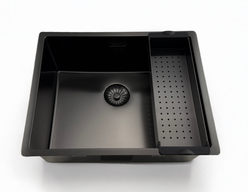 Pure.Sink Prestige sink 50x40 cm PVD Gun Metal 10mm radius under, flush and top mount PPG5040-61