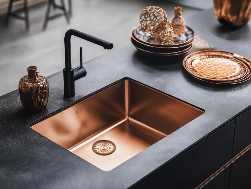 Pure.Sink Prestige sink 50x40 cm PVD Copper 10mm radius undermount, flush mount, and top mount PPG5040-62