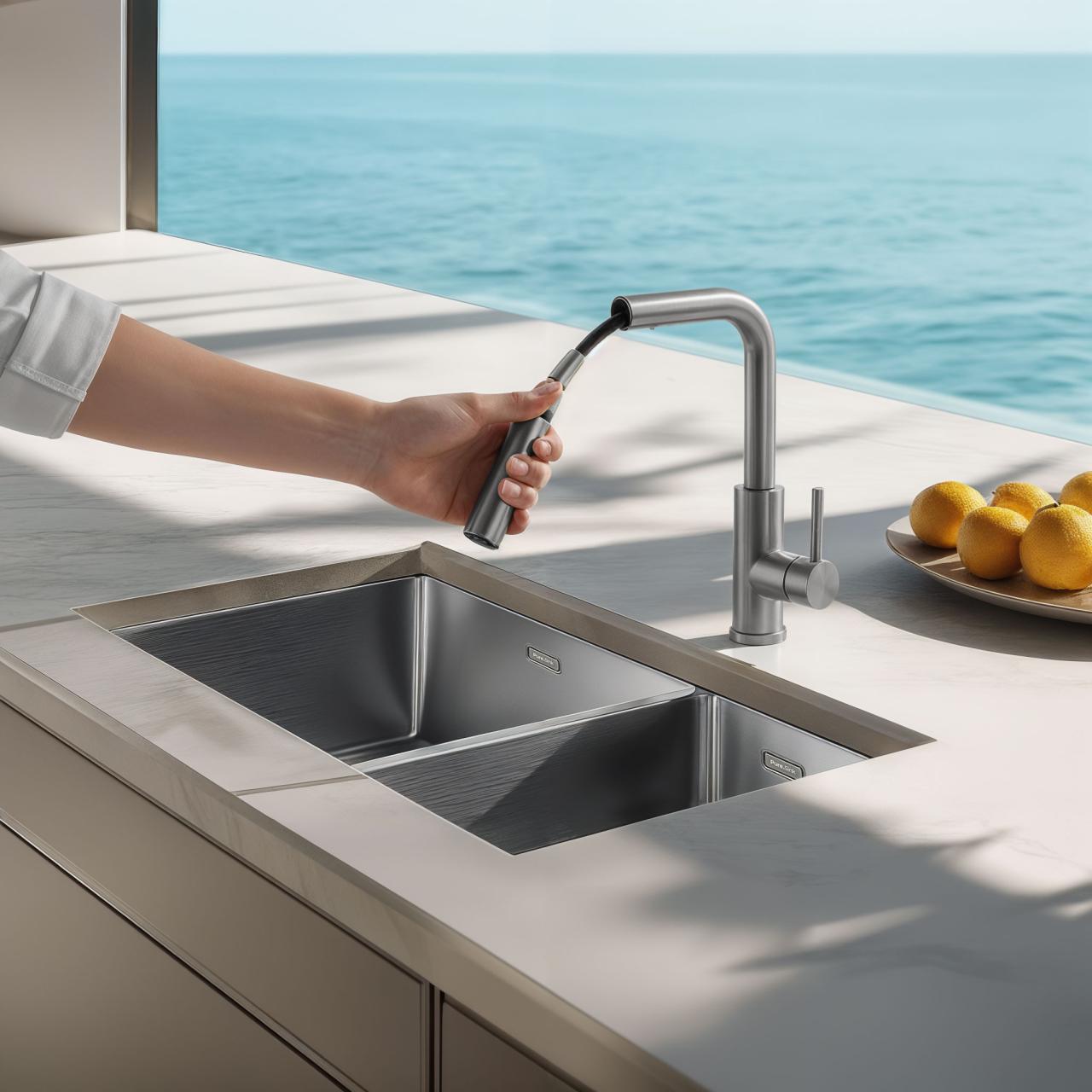 Pure.Sink Elite Steel Spark-S kitchen faucet stainless steel with pull-out spout PS8041-02 - Productafbeelding 3