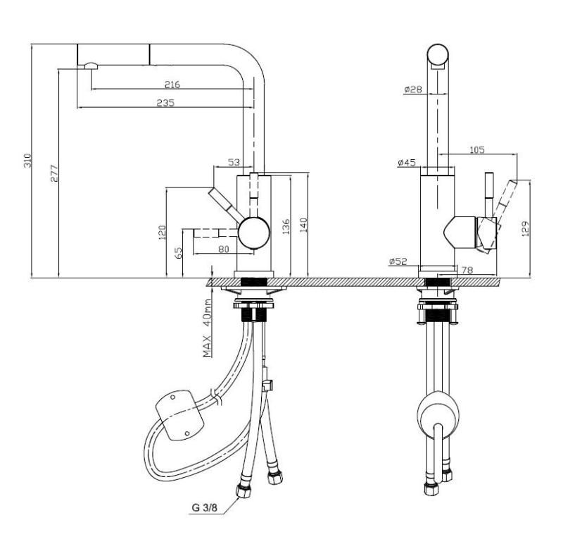 Pure.Sink Elite Steel Spark-S kitchen faucet stainless steel with pull-out spout PS8041-02
