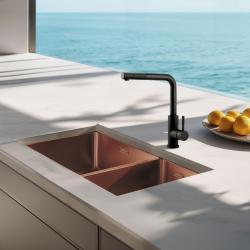 Pure.Sink Elite Steel Spark-S keittiöhana Matta musta, ulosvedettävä juoksuputki PS8041-10