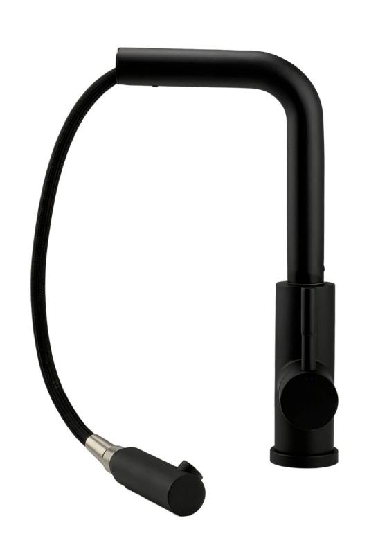 Pure.Sink Elite Steel Spark-S keittiöhana Matta musta, ulosvedettävä juoksuputki PS8041-10