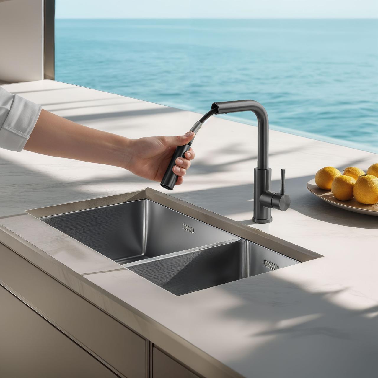 Pure.Sink Elite Steel Spark-S kitchen faucet PVD Gun Metal with pull-out spout PS8041-61 - Productafbeelding 2