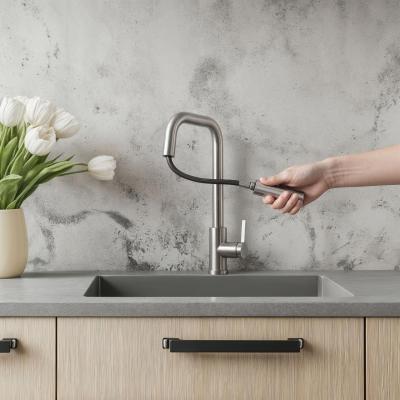 Pure.Sink Elite Steel Crystal-S keittiöhana ruostumattomasta teräksestä, ulosvedettävällä juoksuputkella PS8050-02