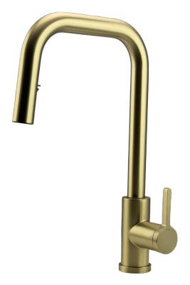 Pure.Sink Elite Steel Crystal-S keittiöhana PVD Harjattu kulta, ulosvedettävä juoksuputki PS8050-60