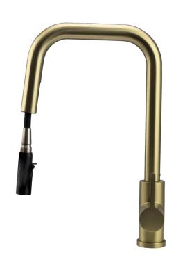 Pure.Sink Elite Steel Crystal-S keittiöhana PVD Harjattu kulta, ulosvedettävä juoksuputki PS8050-60