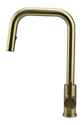 Pure.Sink Elite Steel Crystal-S keittiöhana PVD Harjattu kulta, ulosvedettävä juoksuputki PS8050-60