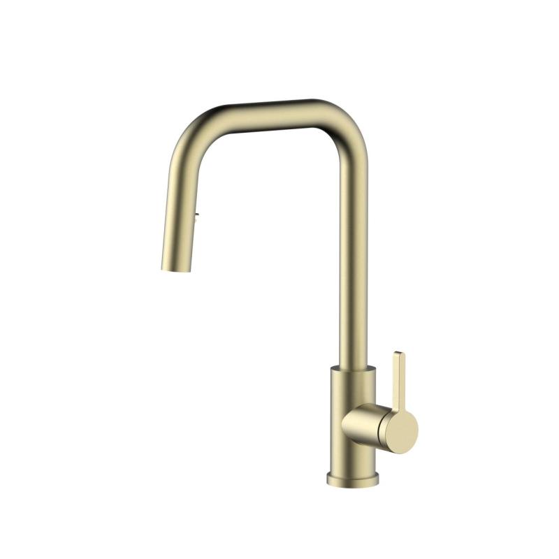 Pure.Sink Elite Steel Crystal-S kitchen faucet PVD brushed gold with pull-out spout PS8050-60