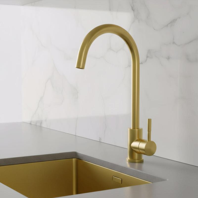 Pure.Sink Elite Steel Stream keittiöhana PVD harjattu kulta PS8044-60