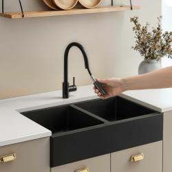 Pure.Sink Elite Steel Stream-S keittiöhana Mattamusta ulosvedettävällä juoksuputkella PS8045-10