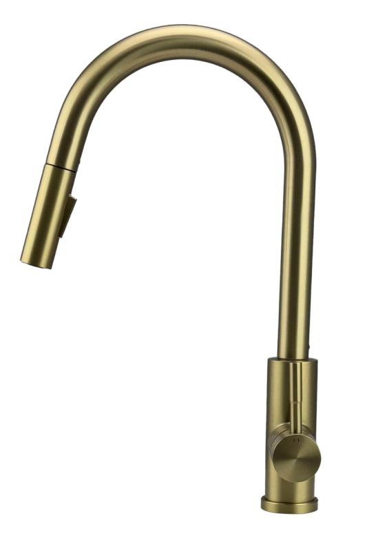 Pure.Sink Elite Steel Stream-S kitchen faucet PVD brushed gold with pull-out spout PS8045-60