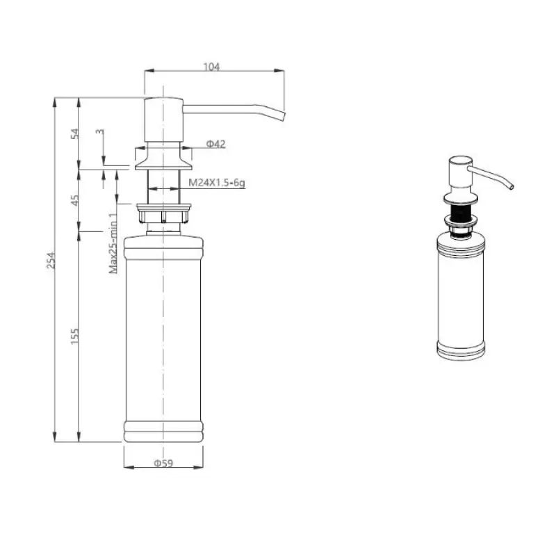 Quadri Manchester Built-In Soap Dispenser Black, Refillable from the Top 1208967652