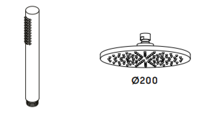 Waterevolution Flow thermostatic shower combination with rain shower matte white 200mm T141TNBR