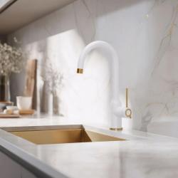 Quadri Stamford Keittiöhana Valkoinen Kupariviimeistelyllä ja Kääntyvällä Pyöreällä Juoksuputkella 1208967711