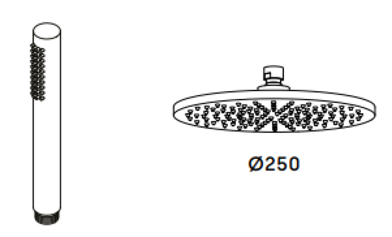 Waterevolution Flow thermostatic shower combination with rain shower chrome 250mm T141TN2501