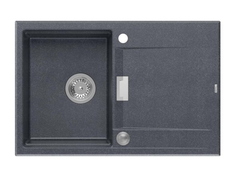 Quadri Minton Graniitti Pöytätason Päälle Asennettava Antrasiitti Pesuallas 76x50cm Valumisalueella Käännettävä ja Ruostumaton Teräs Tulppa - 1208967744