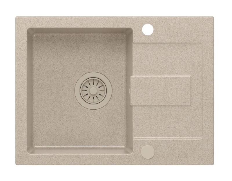 Quadri Sutton Beige Hiekka Graniitti Päälle Asennettava Pesuallas 60x45cm Valutusalueella, Käännettävä Beige Tulppalla - 1208967751