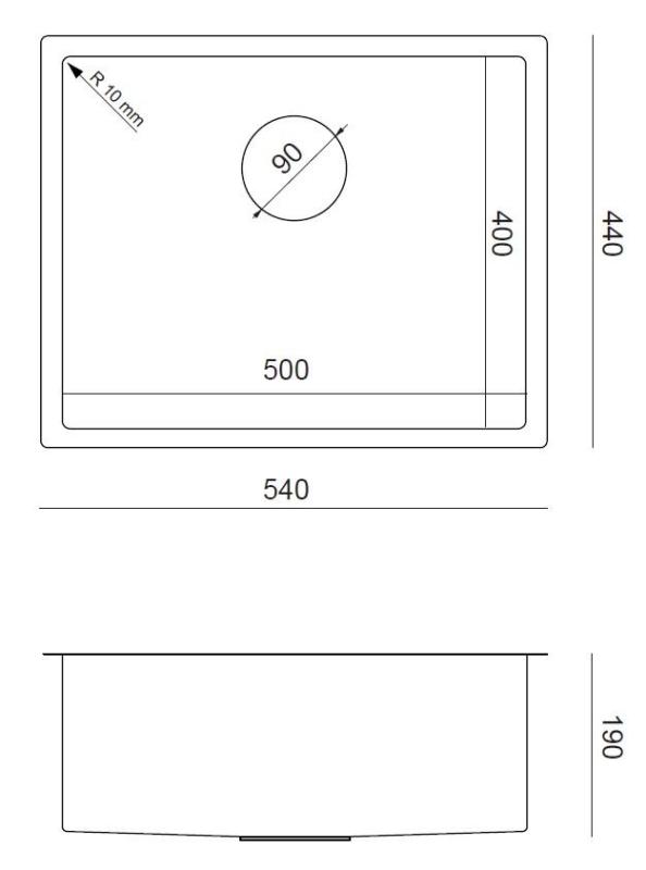Aquadesign Zara RST Wasbak 54x44cm Onderbouw, Vlakbouw en Opbouw met RST Plug - 1208967759