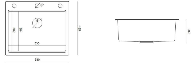 Aquadesign Vesta RST-allas 580x485cm Pinta-asennus ja Tasoasennus hanapankilla, sisältää RST-tulpan ja tarvikkeet - 1208967763