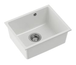 Quadri Elston Valkoinen Graniitti Alakaappiallas 420x335mm ruostumattomasta teräksestä valmistetulla tulppalla 1208967776
