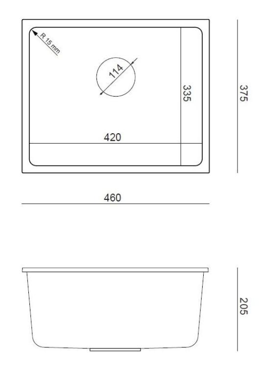Quadri Elston Valkoinen Graniitti Alakaappiallas 420x335mm ruostumattomasta teräksestä valmistetulla tulppalla 1208967776