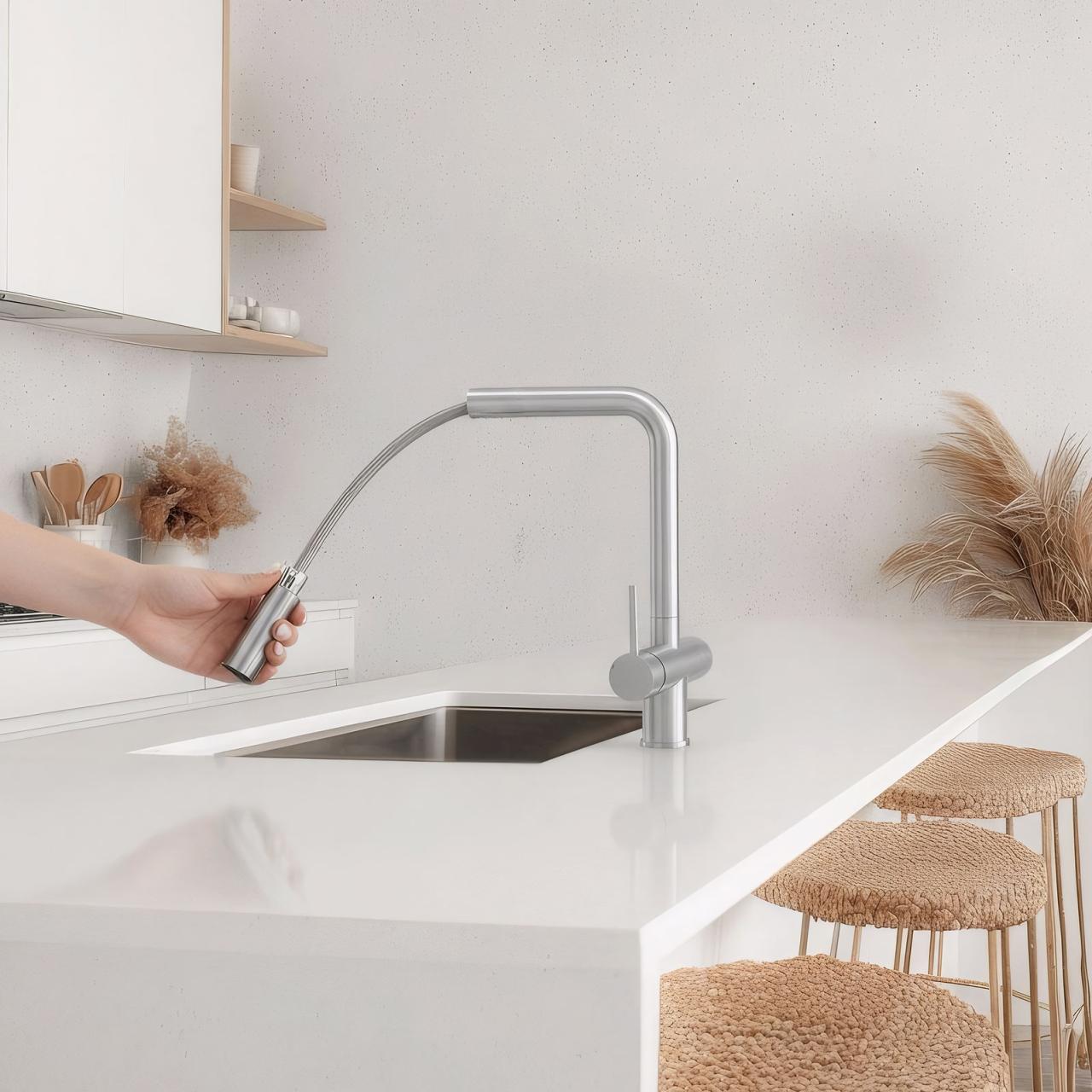 Quadri Ellesmere Kitchen Mixer Tap Stainless Steel 3-way with Extra Connection for Filtered Water 1208967782 - Productafbeelding 2