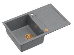 Quadri Sheffield Harmaa Graniitti Päälleasennettava Pesuallas 78x50cm Valutusalueella ja Kuparitulppa - 1208967791
