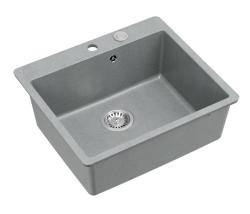 Quadri Sheffield Harmaa Graniitti Päällimmäinen tai Upotettava Pesuallas 57x50 cm Hanareiällä ja Ruostumaton Teräs Tulppa - 1208967810