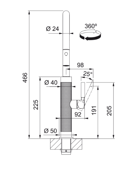 Franke Mythos Masterpiece Kitchen Faucet Anthracite with J-Spout and Pull-Out Spray Head - 115.0711.555 - Productafbeelding 11