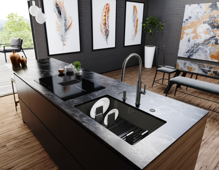 Franke Mythos Masterpiece Kitchen Faucet Anthracite with J-Spout and Pull-Out Spray Head - 115.0711.555 - Productafbeelding 5