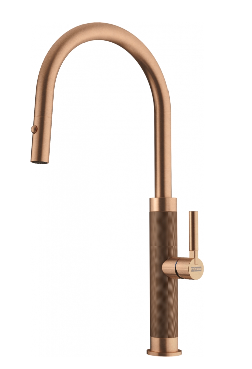 Franke Mythos Masterpiece Kitchen Faucet Copper with J-Spout and Pull-Out Spray - 115.0711.557 - Productafbeelding