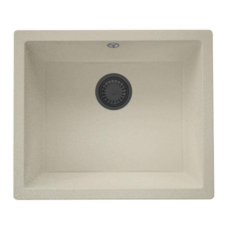 GraniteMy Universal Granite Beige Sand Sink 50x40 cm top mount, undermount, and flush mount with gunmetal plug - 1208967930