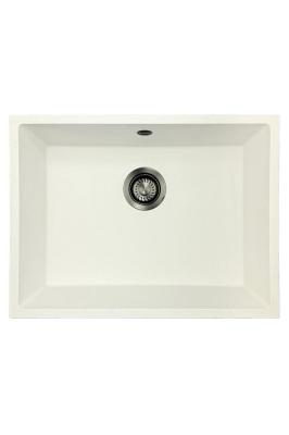 GraniteMy Universal Graniitti Valkoinen Pesuallas 55x40 cm päältä asennettava, alta asennettava ja tasoon upotettava gun metal -tulpalla - 1208967933
