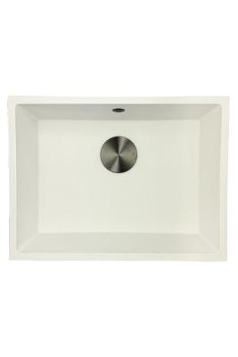 GraniteMy Universal Graniitti Valkoinen Pesuallas 55x40 cm päältä asennettava, alta asennettava ja tasoon upotettava gun metal -tulpalla - 1208967933