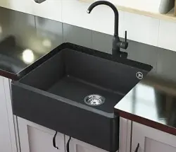 GraniteMy Tradition Maalaismainen Pesuallas Graniitti Allas 60x48 cm Musta Alakokoonpano ja Tasokokoonpano Mustalla Tulppalla 1208967936