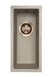 GraniteMy Universal graniittinen beige hiekka pieni pesuallas 17x40 cm pintaasennus, upotus ja tasoasennus kuparisella tulppalla 1208968004