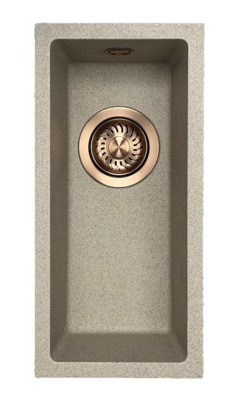 GraniteMy Universal granite beige sand small sink 17x40 cm surface-mounted, under-mounted, and flush-mounted with copper plug 1208968004