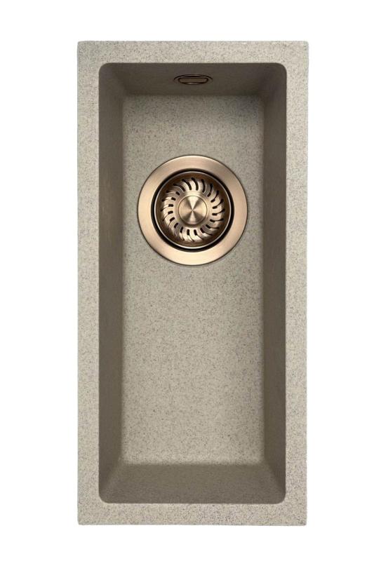 GraniteMy Universal granite beige sand small sink 17x40 cm surface-mounted, under-mounted, and flush-mounted with copper plug 1208968004