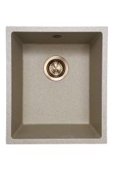 GraniteMy Universal graniitin beige hiekan värinen pesuallas 34x40 cm päällisasennus, alapuolinen asennus ja tasoasennus kuparisella tulpan kanssa 1208968009