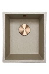 GraniteMy Universal graniitin beige hiekan värinen pesuallas 34x40 cm päällisasennus, alapuolinen asennus ja tasoasennus kuparisella tulpan kanssa 1208968009