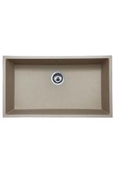 GraniteMy Universele granieten beige zand spoelbak 74x40 cm opbouw, onderbouw en vlakbouw met rvs plug 1208968017
