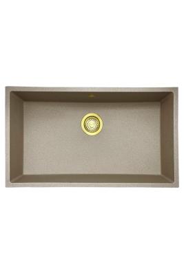 GraniteMy Universal graniitti beige hiekka pesuallas 74x40 cm päälle asennettava, alta asennettava ja tasoon upotettava kultaisella tulppalla 1208968018